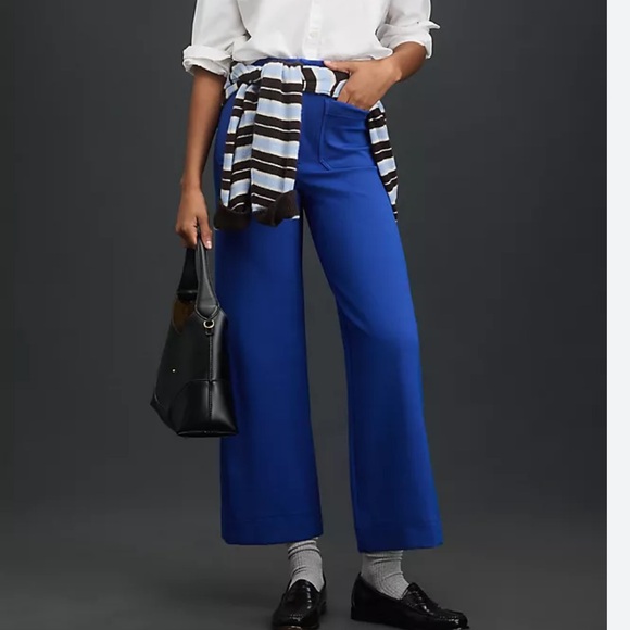 Maeve by Anthropologie Collette knit wide leg pants. Cobalt blue. 33T - Picture 3 of 14